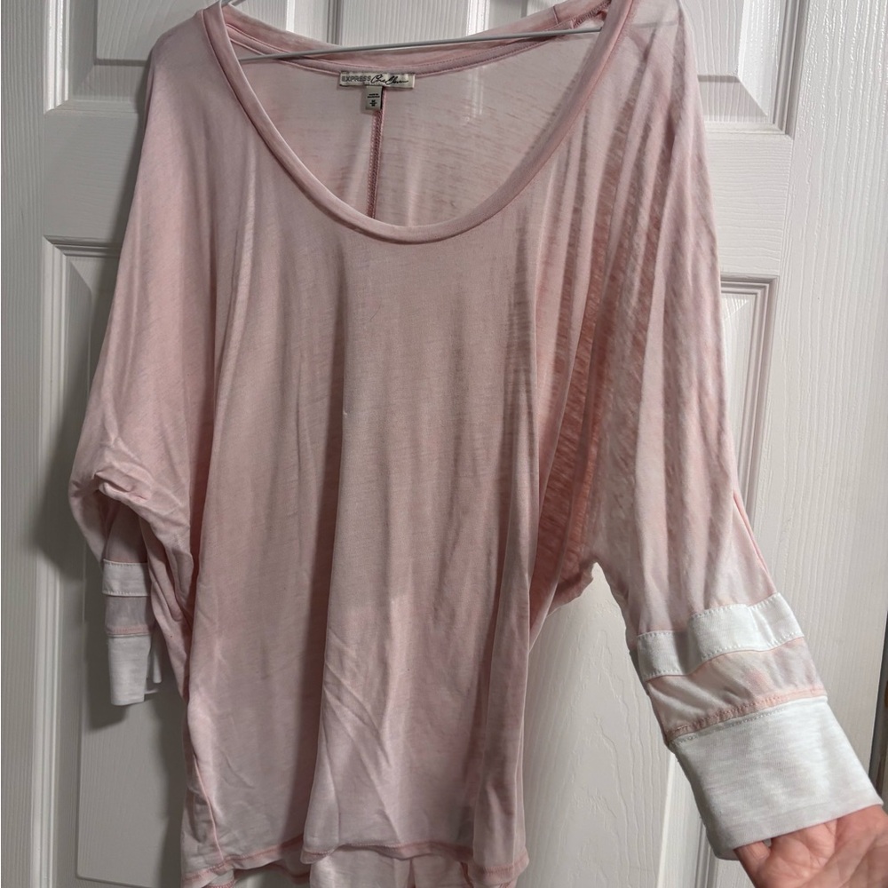 Express Light Pink Sheer Long Sleeve Top